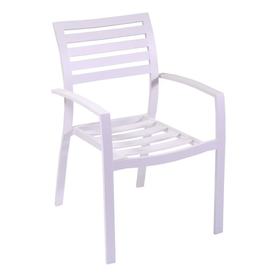 Poltrona alluminio boston bianco crema c/cuscino grigio cm58x57h88