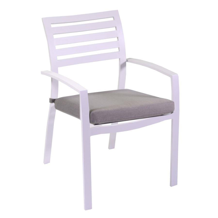 Poltrona alluminio boston bianco crema c/cuscino grigio cm58x57h88