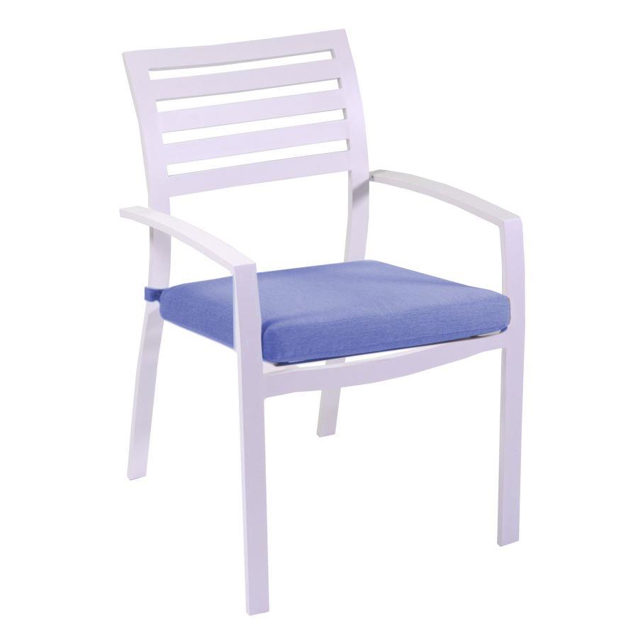 Poltrona alluminio boston bianco crema c/cuscino grigio cm58x57h88