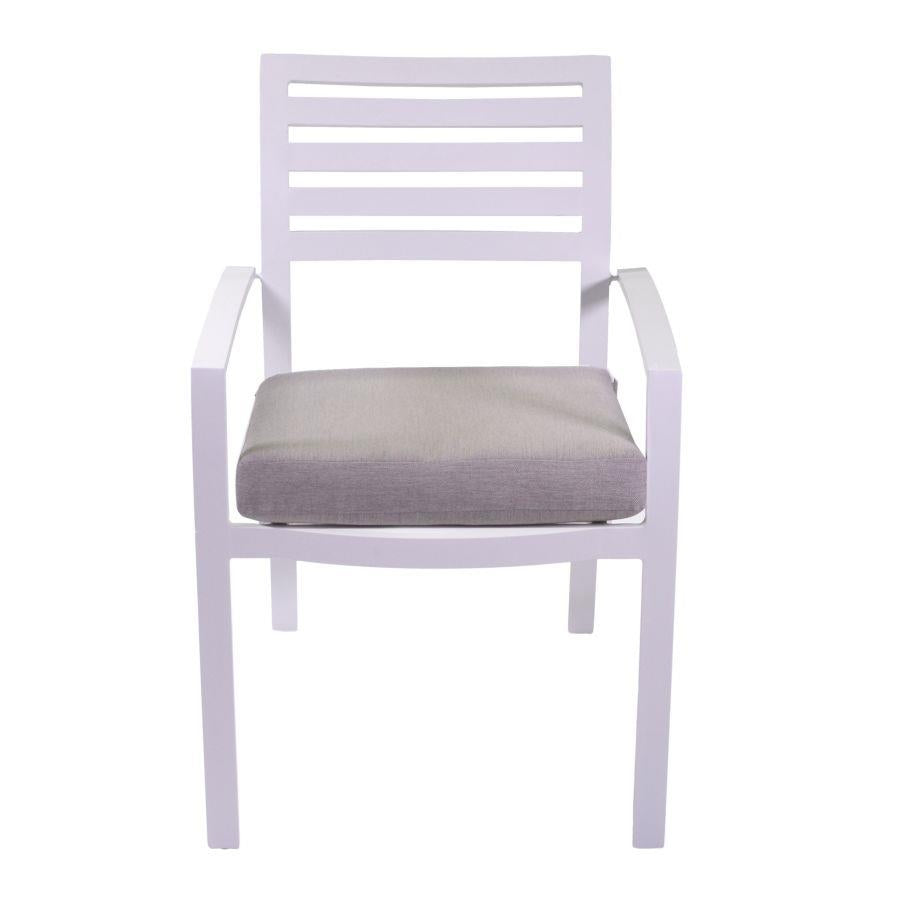 Poltrona alluminio boston bianco crema c/cuscino grigio cm58x57h88
