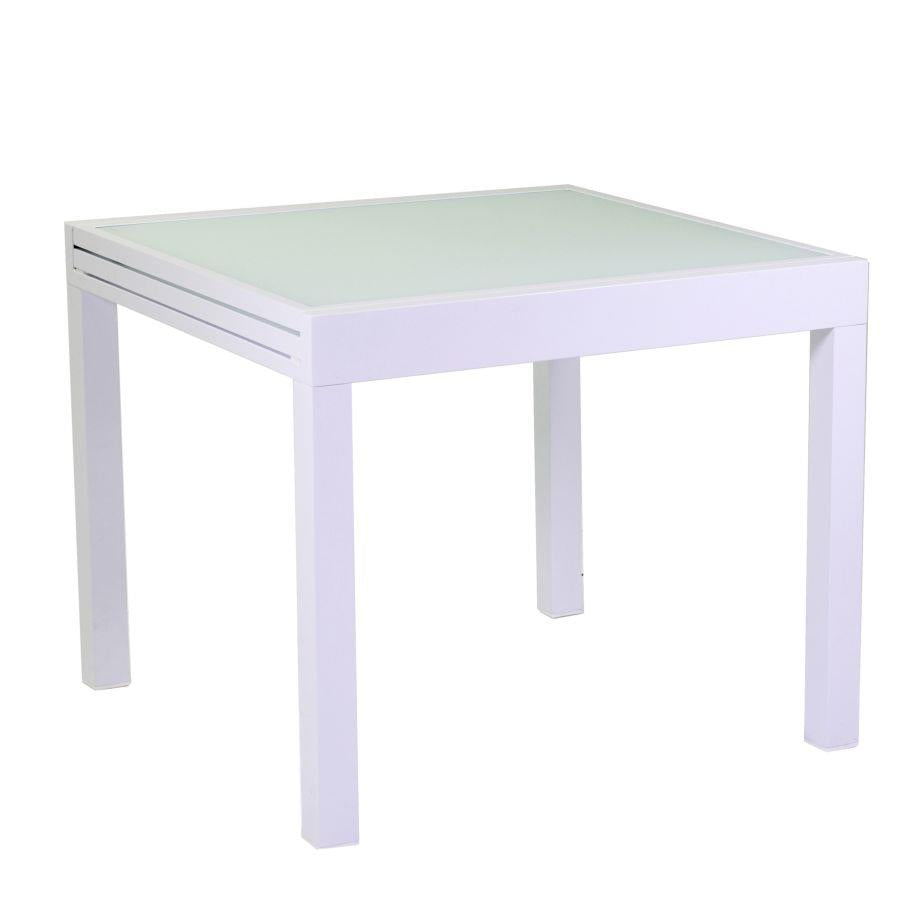 Tavolo alluminio boise bianco opaco allungabile cm90/180x90h75