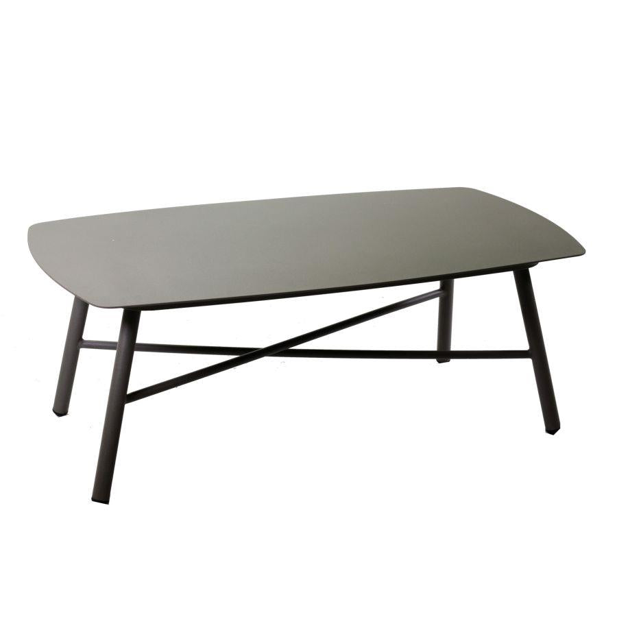 Salotto alluminio Riverside tortora 3 posti c/cuscini crema (bracciolo in hpl)