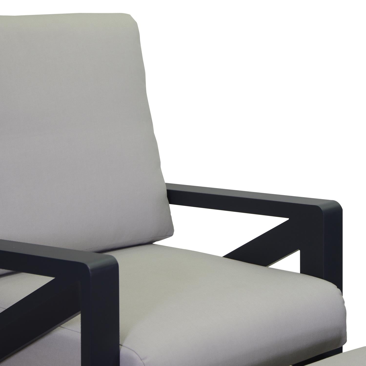 Salotto alluminio Miller 2 posti antracite c/cuscini grigio chiaro 6 pezzi