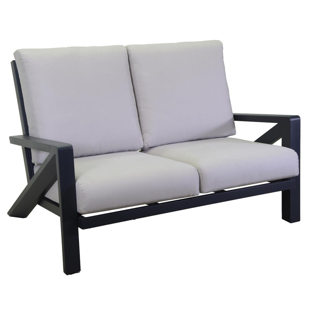 Salotto alluminio Miller 2 posti antracite c/cuscini grigio chiaro 6 pezzi
