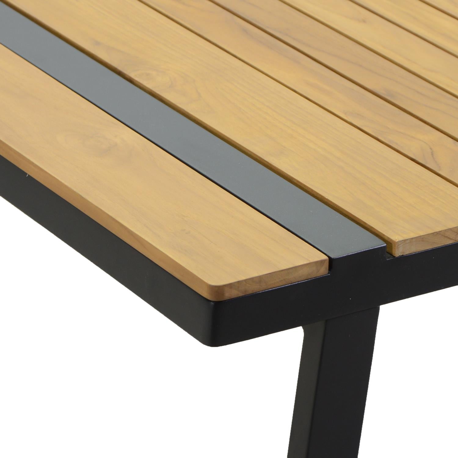 Salotto alluminio Idaho corda 3p antracite c/cuscini grigio top tavolo legno
