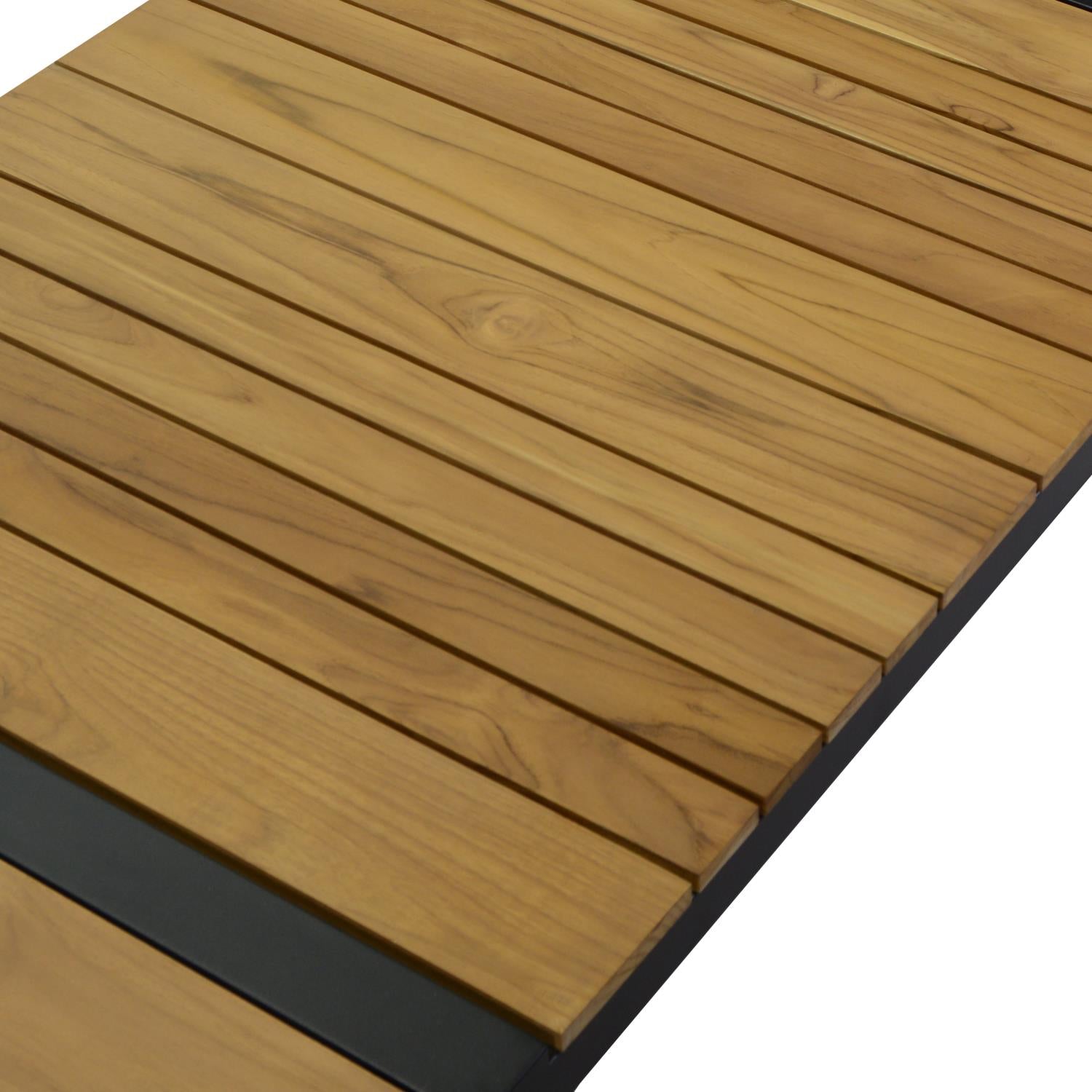 Salotto alluminio Idaho corda 3p antracite c/cuscini grigio top tavolo legno