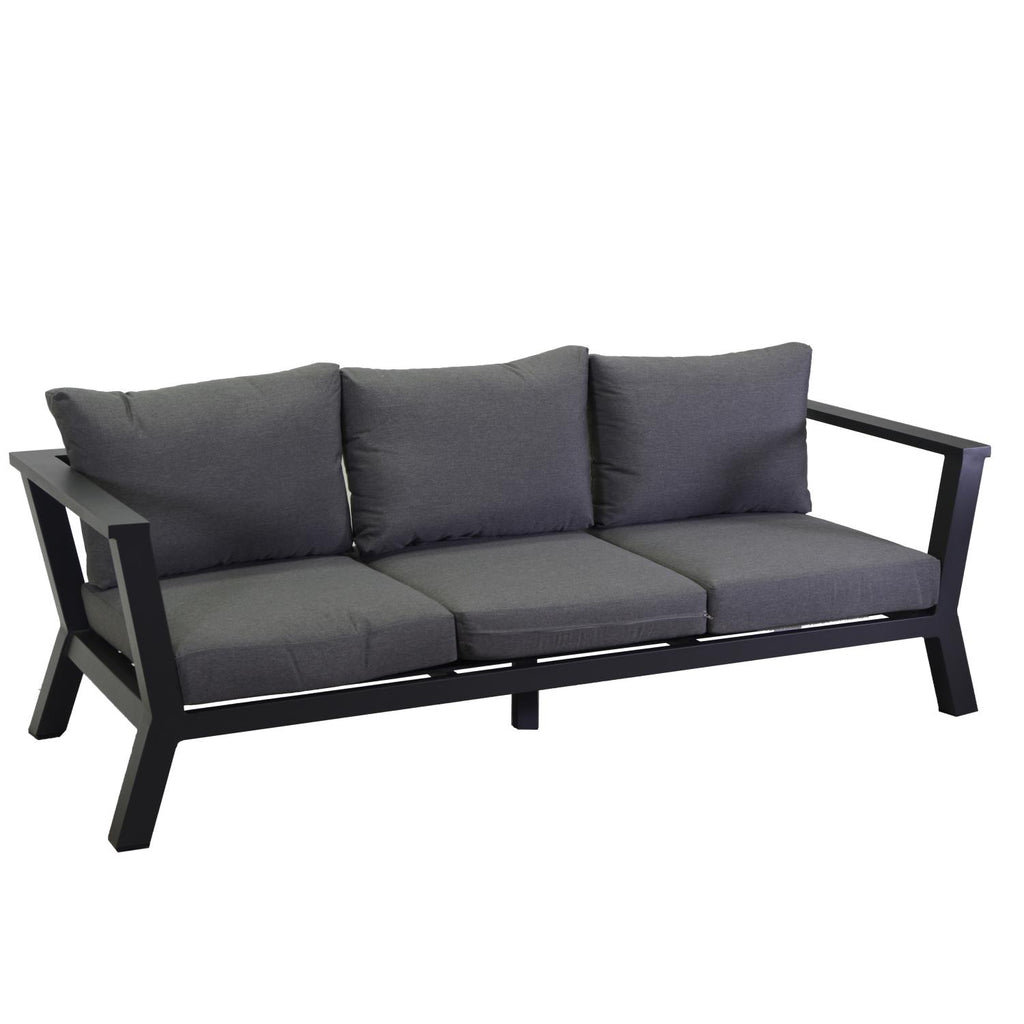 Divano alluminio riverton 3 posti antracite cm193x78h84