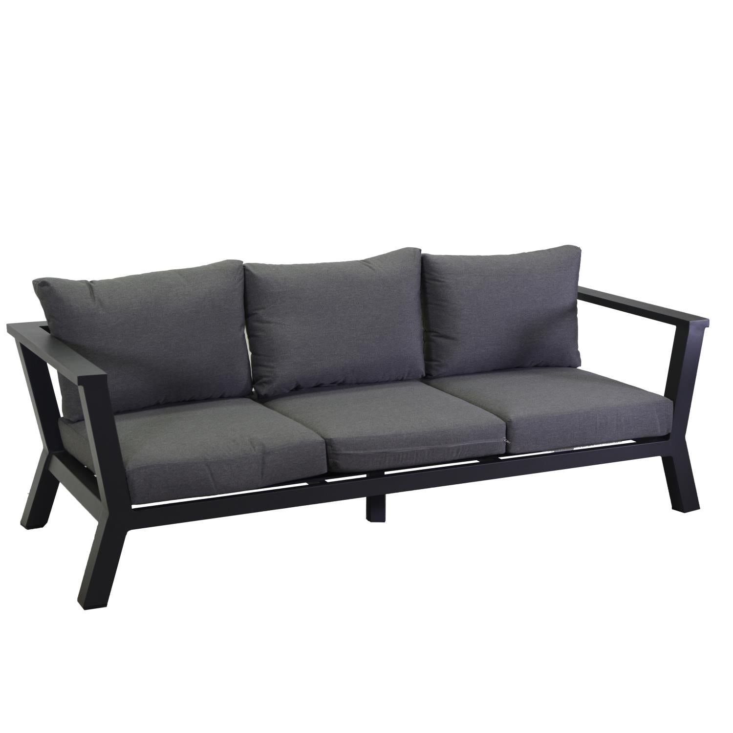 Divano alluminio riverton 3 posti antracite cm193x78h84