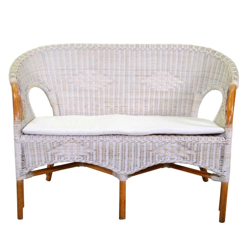 Salotto lucrezia 4pz rattan c/c sbiancato
