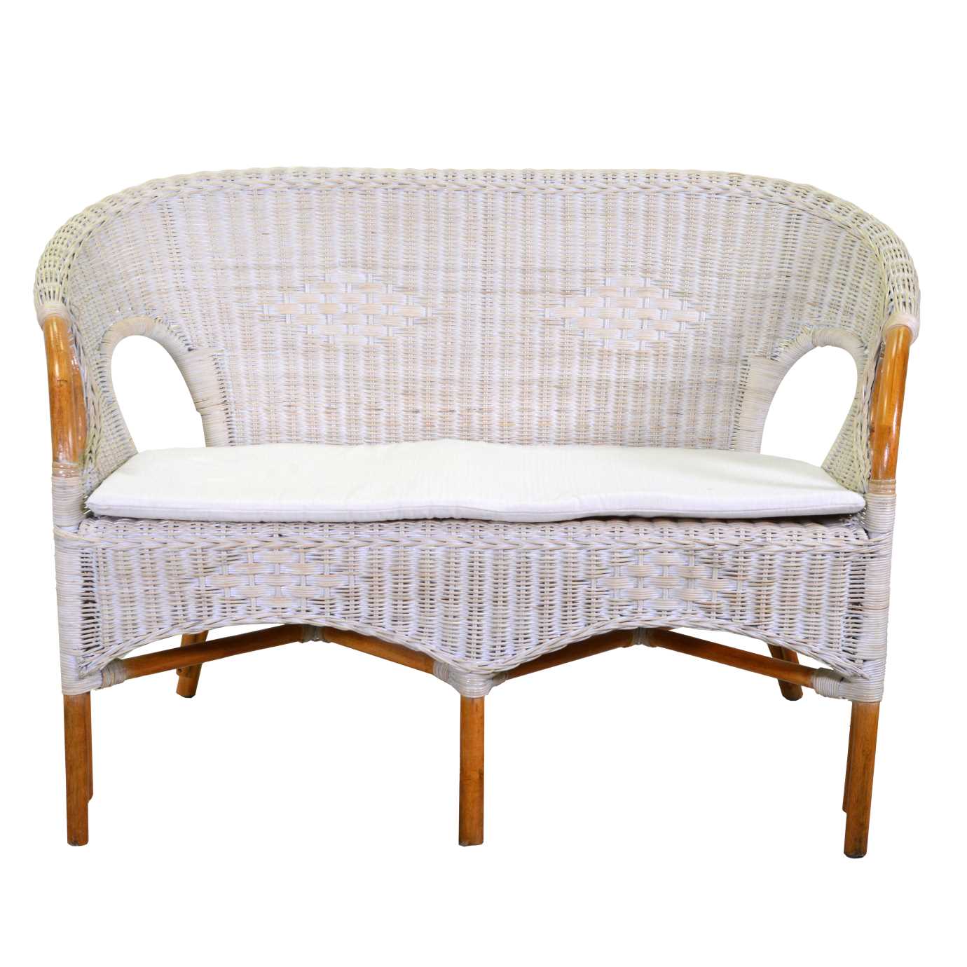 Salotto lucrezia 4pz rattan c/c sbiancato