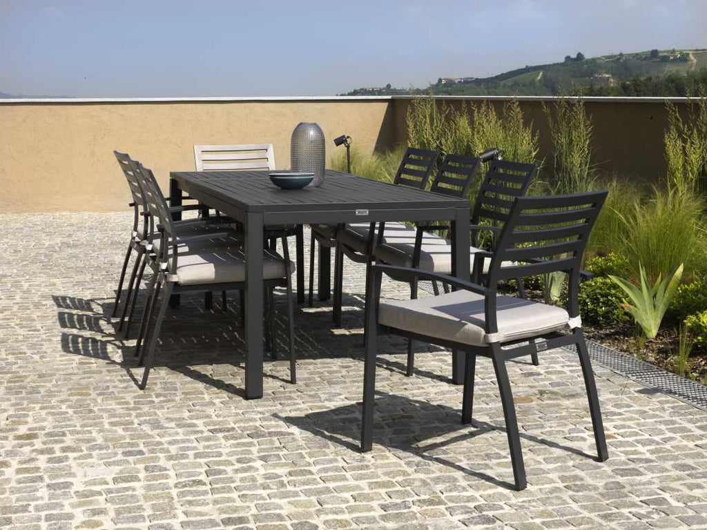 Tavolo alluminio boston allungabile antracite rettangolare cm160/220x90h76