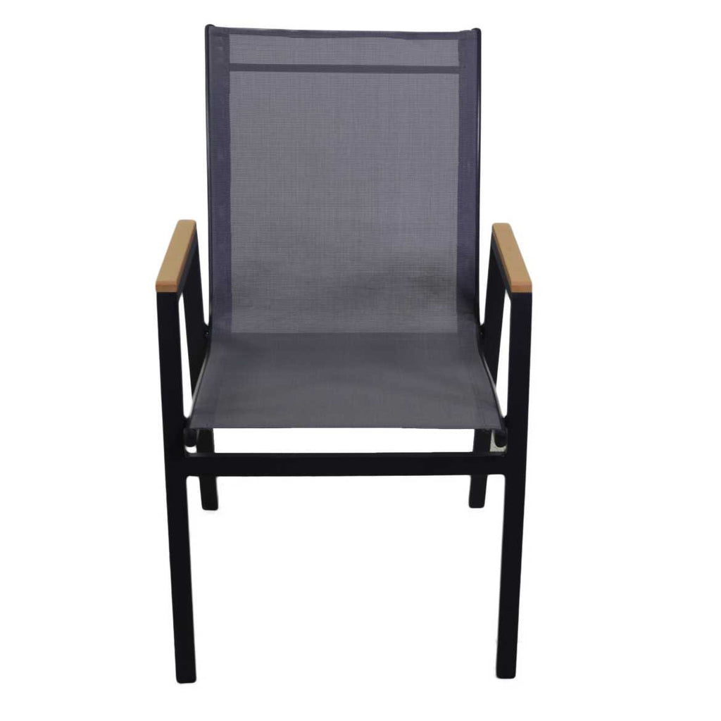 Poltrona alluminio Idaho Plus nero c/textilene nero cm53x65h43/62/87