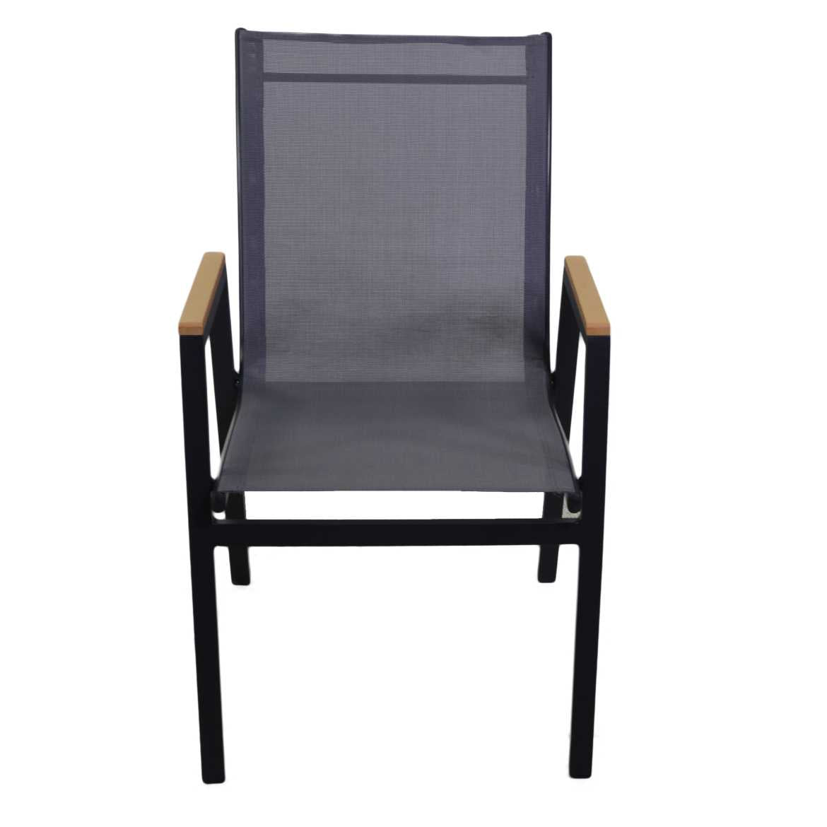 Poltrona alluminio Idaho Plus nero c/textilene nero cm53x65h43/62/87