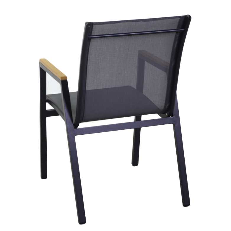 Poltrona alluminio Idaho Plus nero c/textilene nero cm53x65h43/62/87