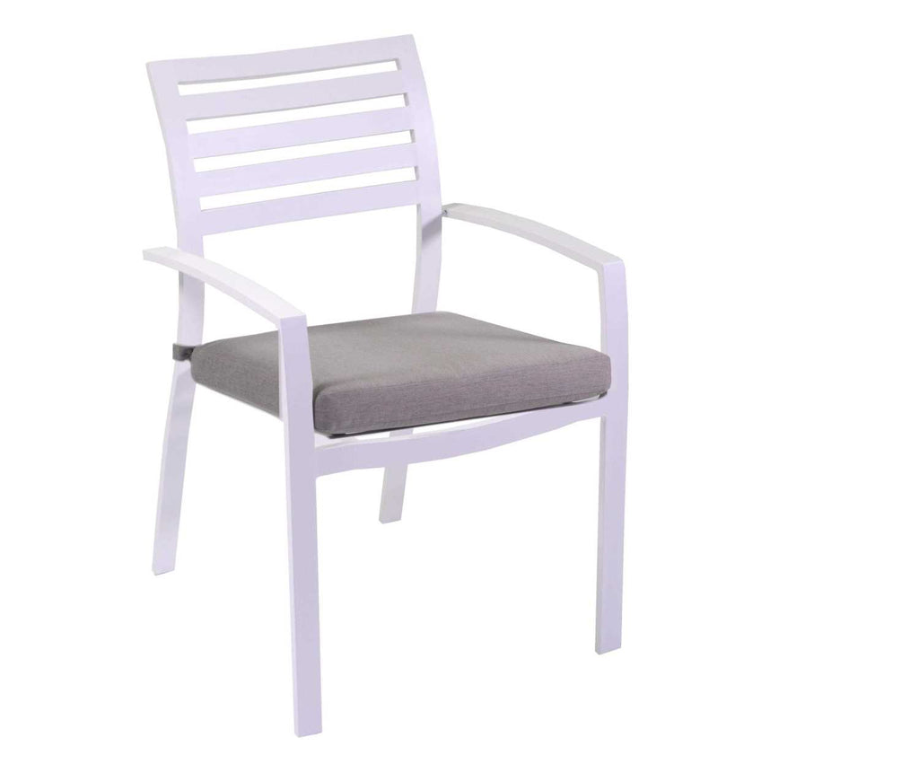 Poltrona alluminio new Boston bianco c/cuscini grigio cm58x57h88