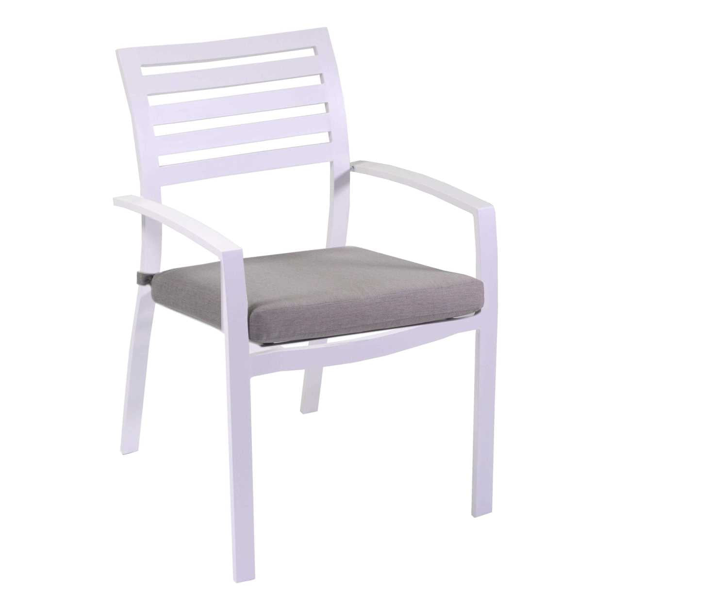 Poltrona alluminio new Boston bianco c/cuscini grigio cm58x57h88