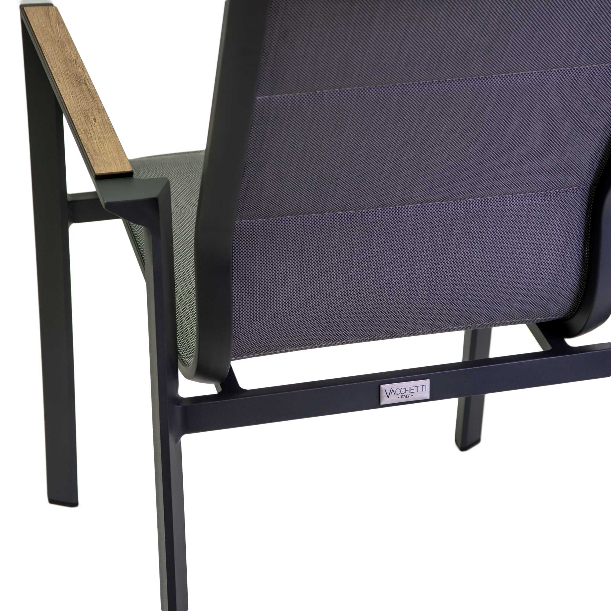 Poltrona alluminio textilene Riverside antracite (bracciolo in hpl) cm56x66h90