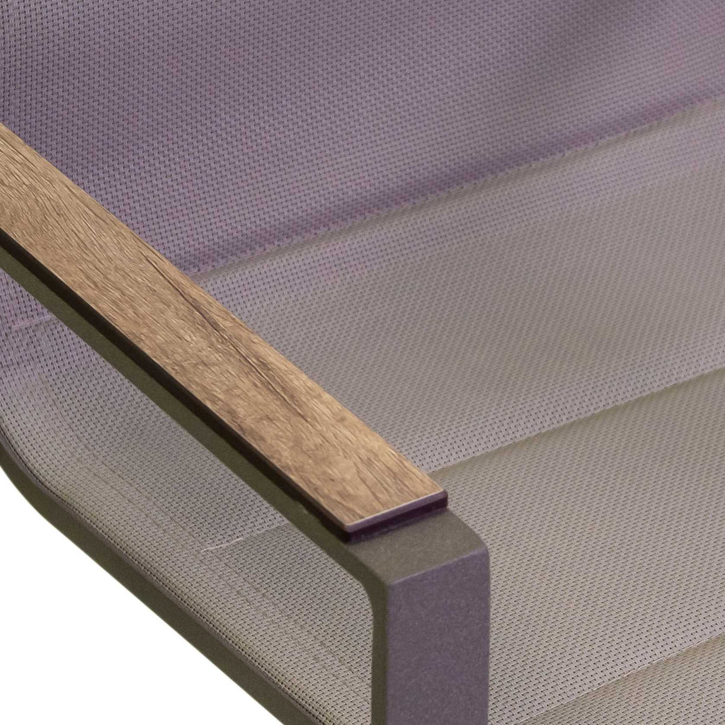 Poltrona alluminio textilene Riverside tortora (bracciolo in hpl) cm56x66h90