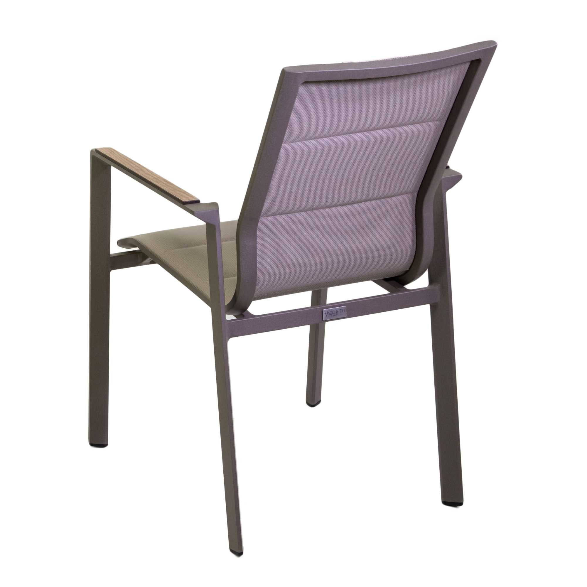 Poltrona alluminio textilene Riverside tortora (bracciolo in hpl) cm56x66h90