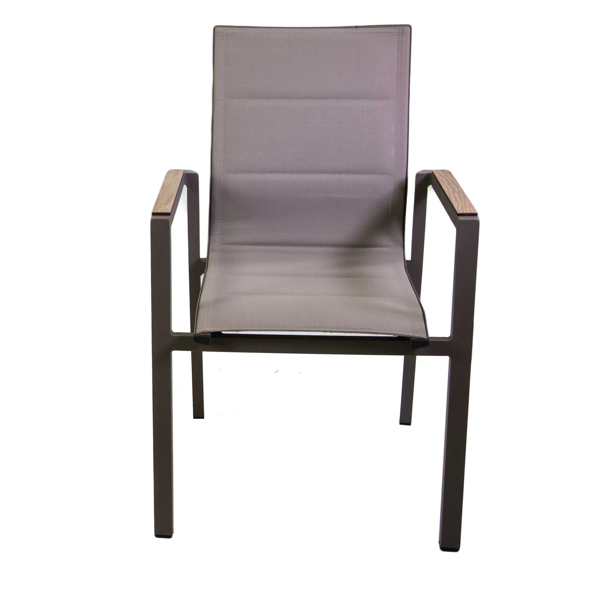 Poltrona alluminio textilene Riverside tortora (bracciolo in hpl) cm56x66h90