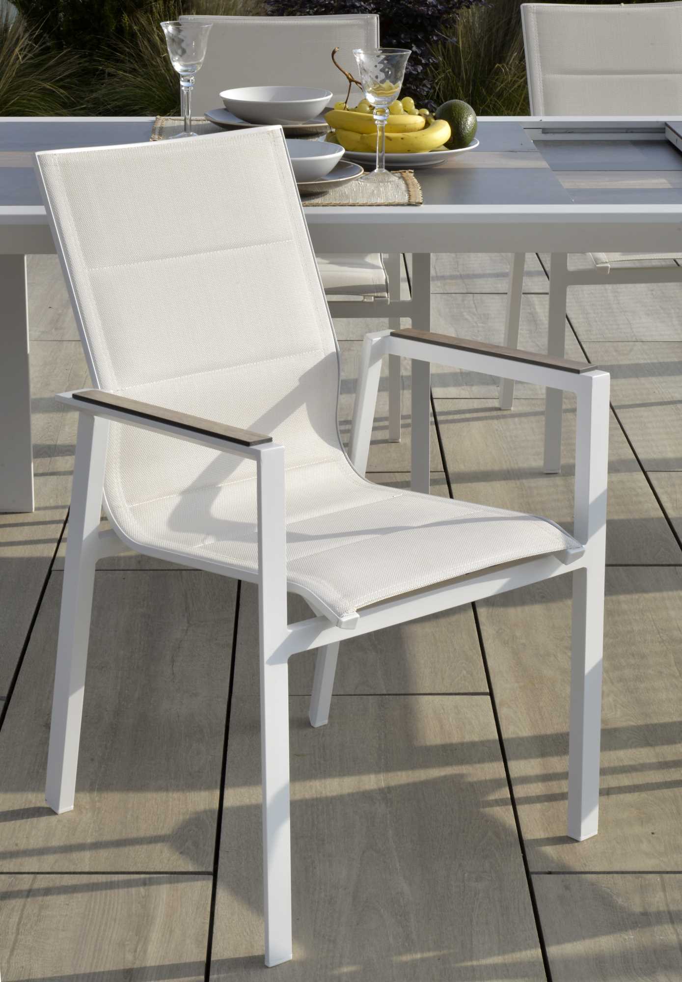 Poltrona alluminio textilene Riverside bianco (bracciolo in hpl) cm56x66h90