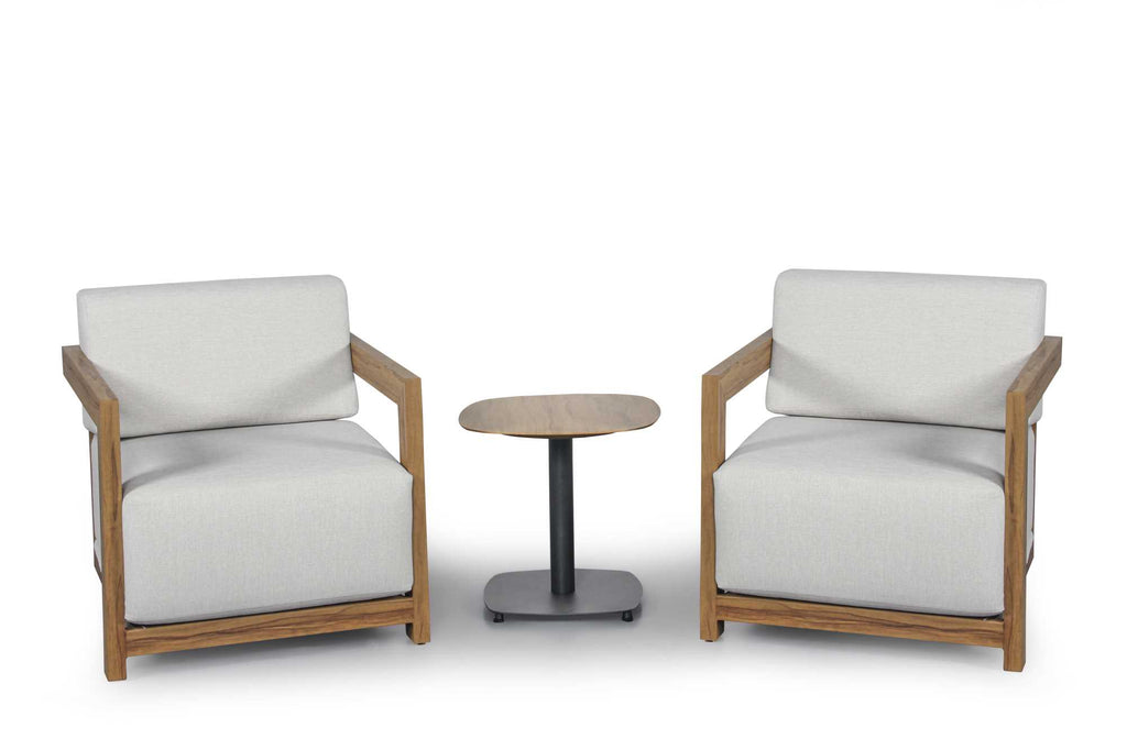 Salotto alluminio Frederik effetto legno c/cuscini bianco 3 pezzi