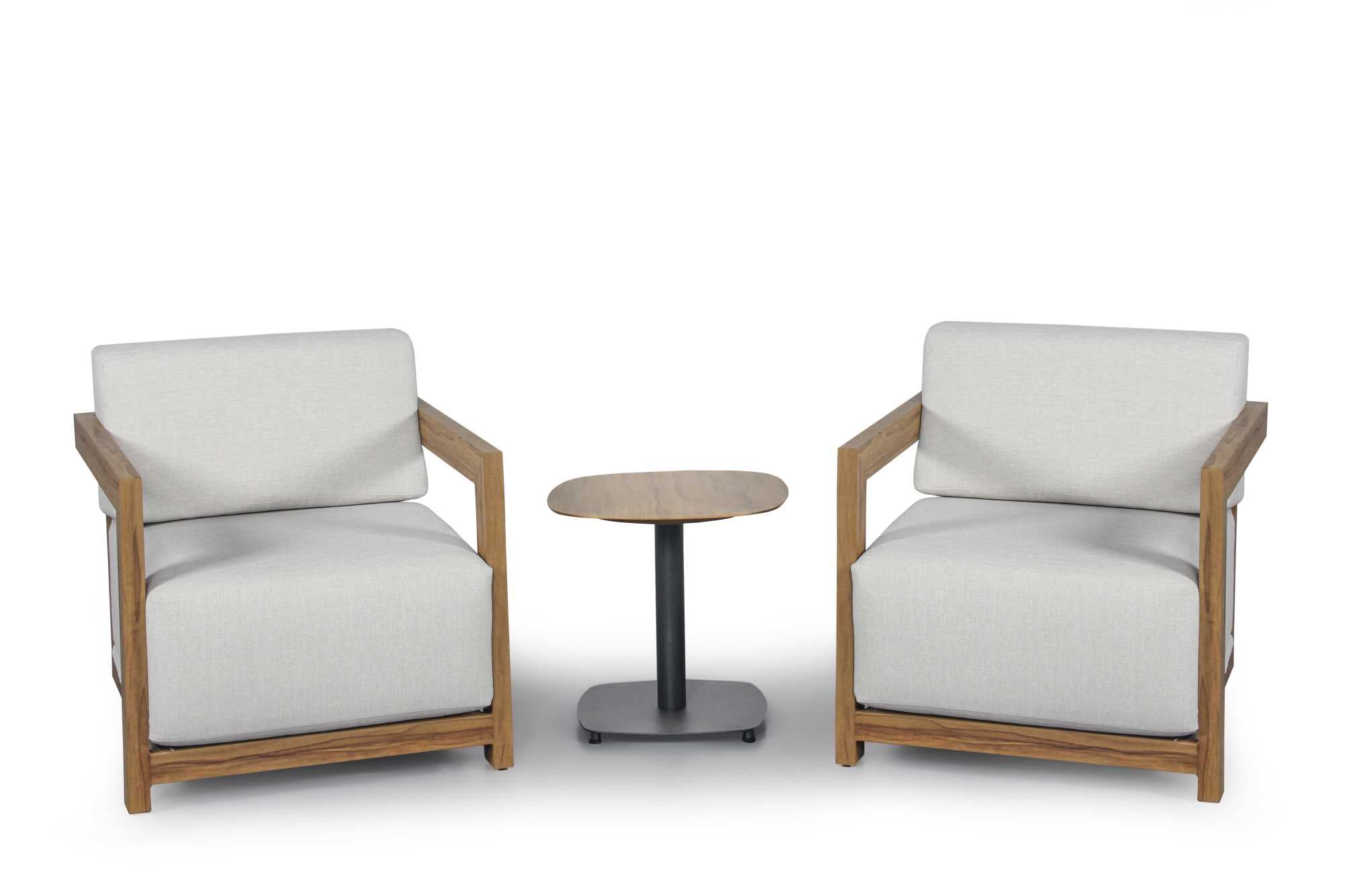 Salotto alluminio Frederik effetto legno c/cuscini bianco 3 pezzi