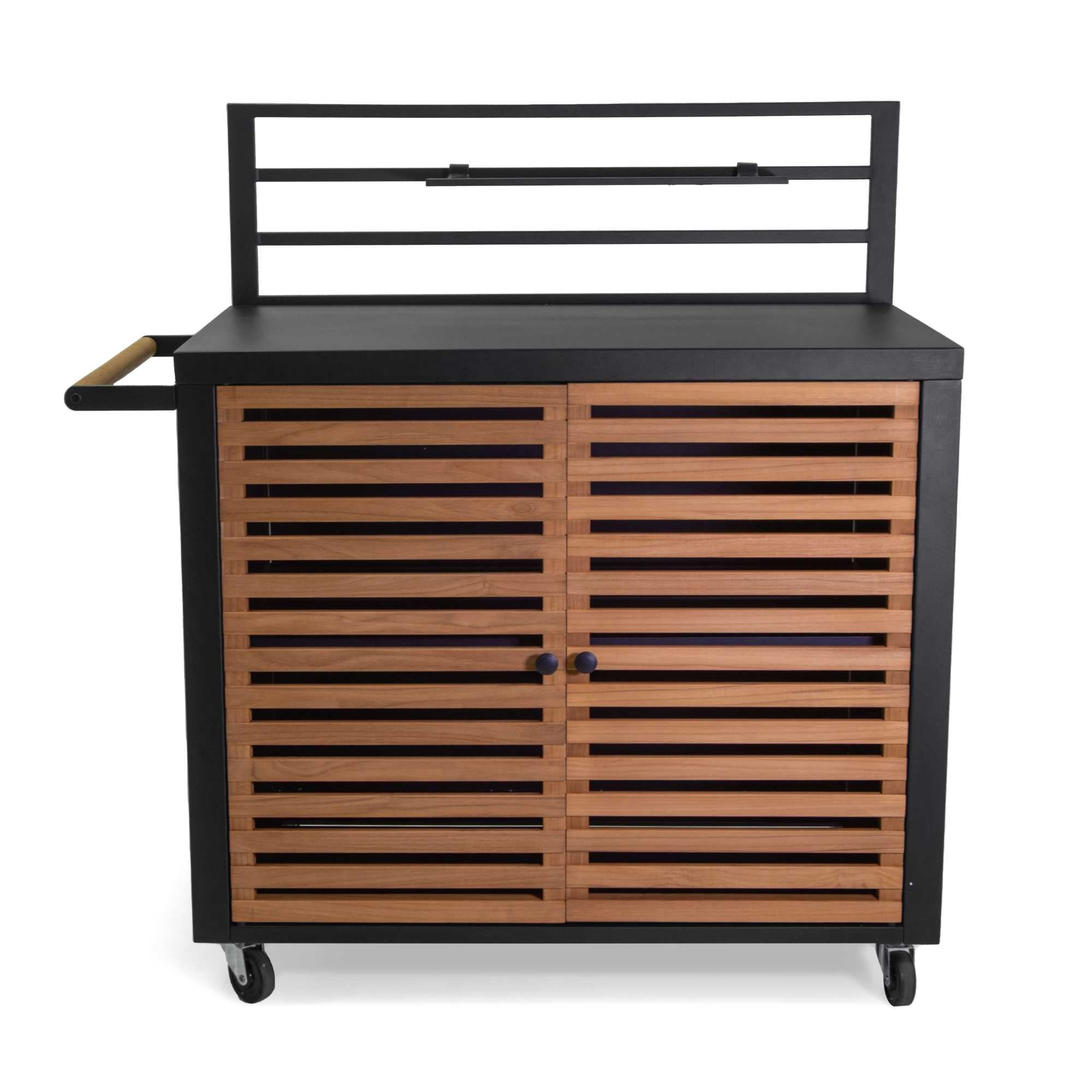 Mobiletto alluminio Idaho antracite 2 ante teak cm114x58h120