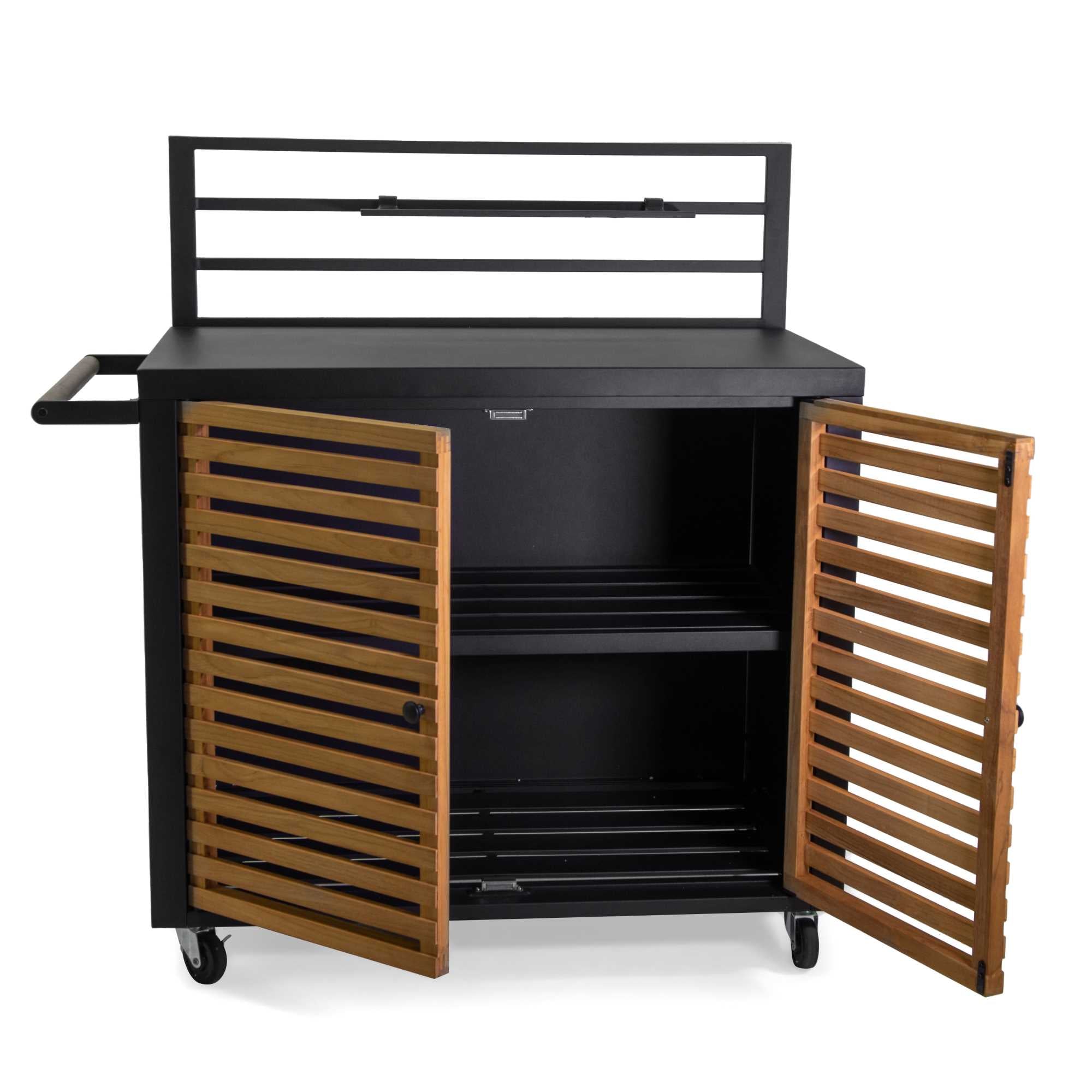 Mobiletto alluminio Idaho antracite 2 ante teak cm114x58h120