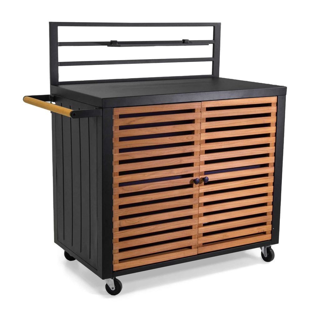 Mobiletto alluminio Idaho antracite 2 ante teak cm114x58h120