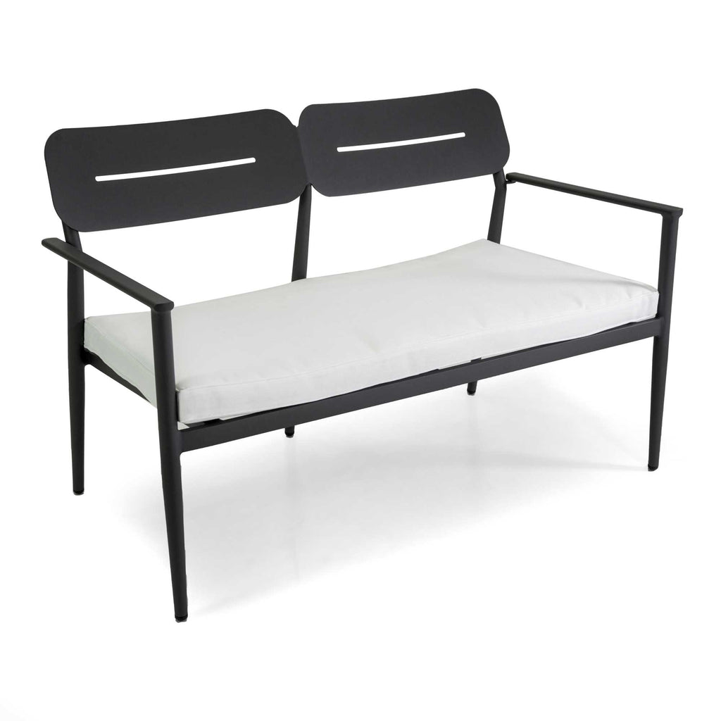 Salotto alluminio Ibiza 2 posti antracite c/cuscini crema