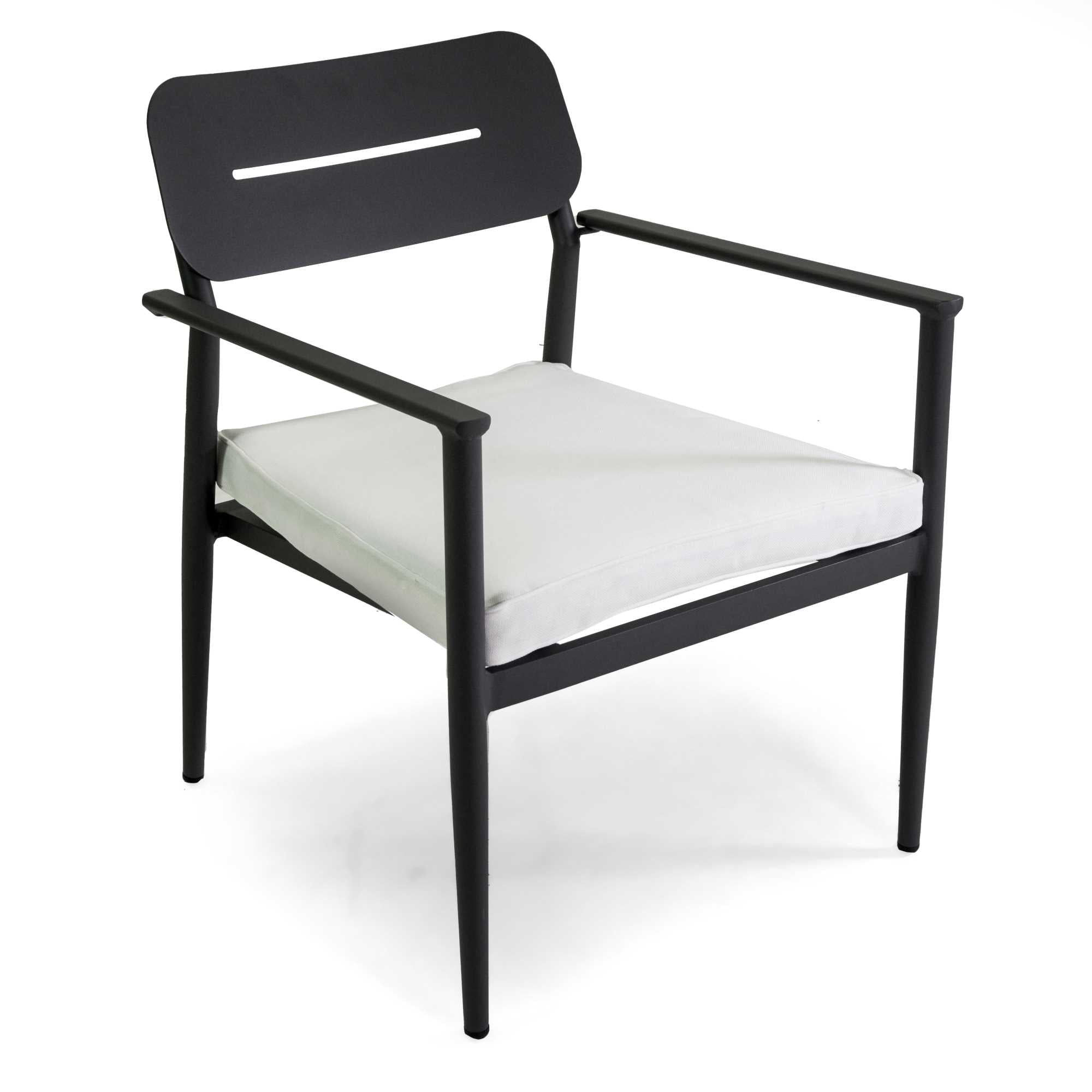Salotto alluminio Ibiza 2 posti antracite c/cuscini crema