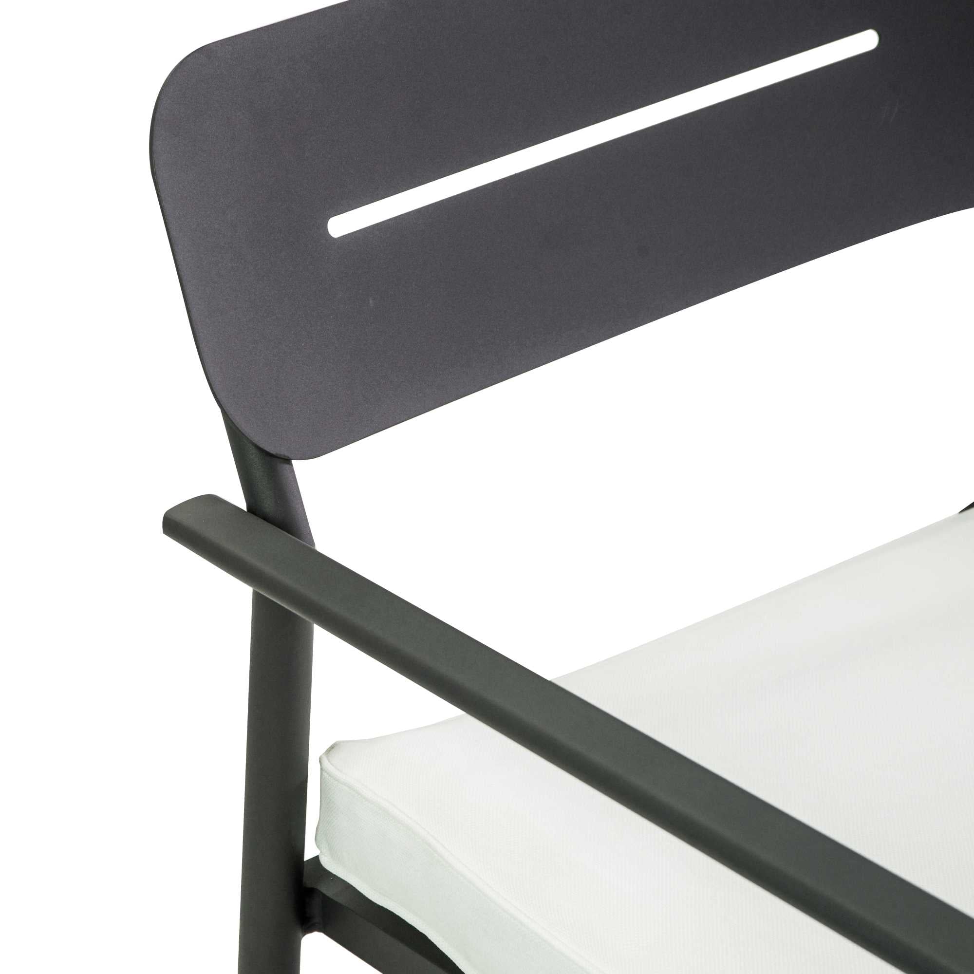 Salotto alluminio Ibiza 2 posti antracite c/cuscini crema