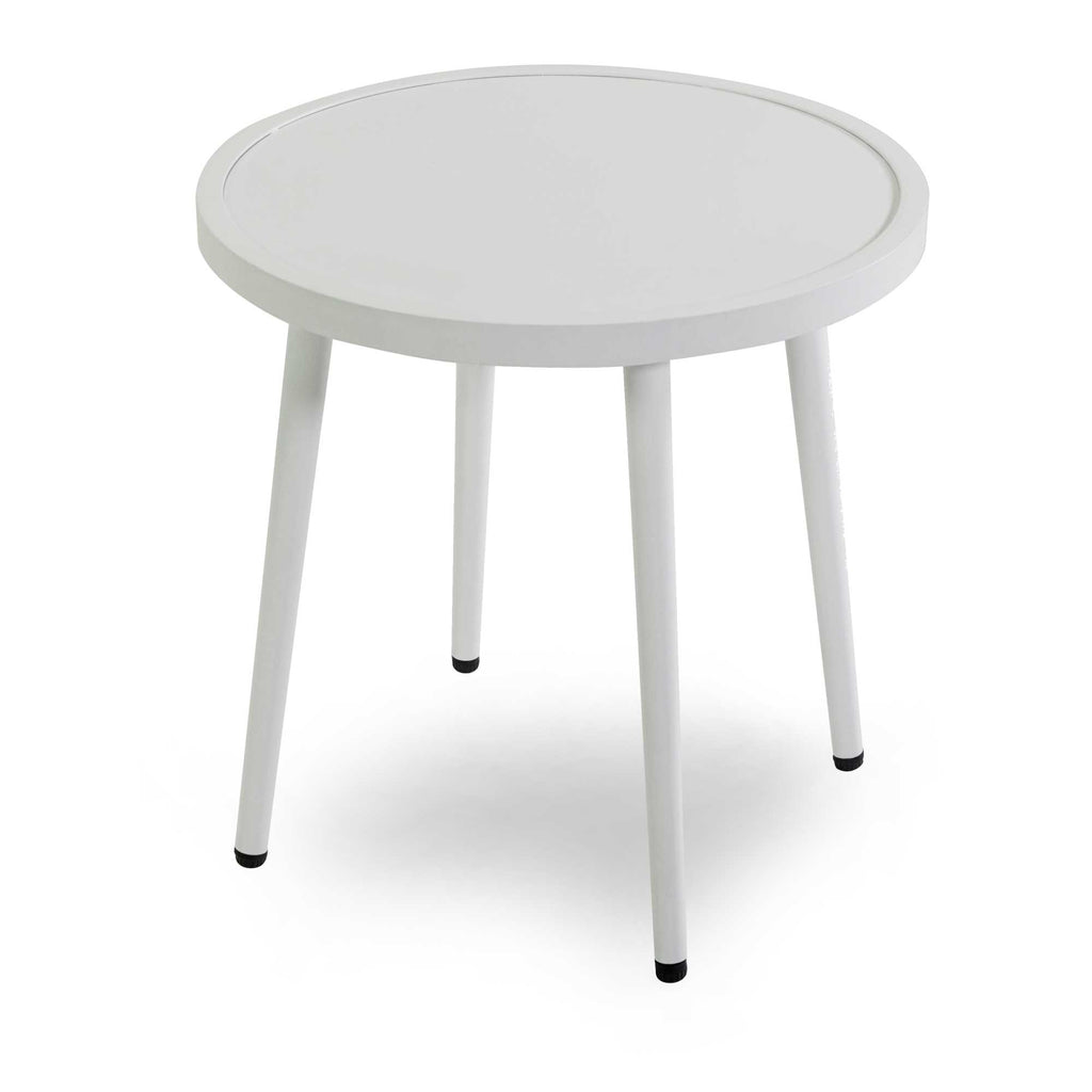 Poltrona alluminio Ibiza 2pz con tavolino tondo bianco