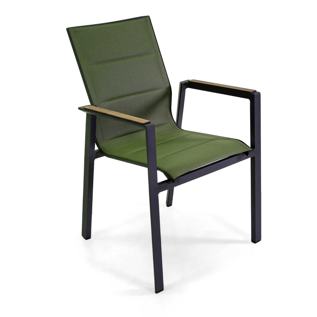 Poltrona alluminio textilene Riverside verde (bracciolo in hpl) cm56x66h90