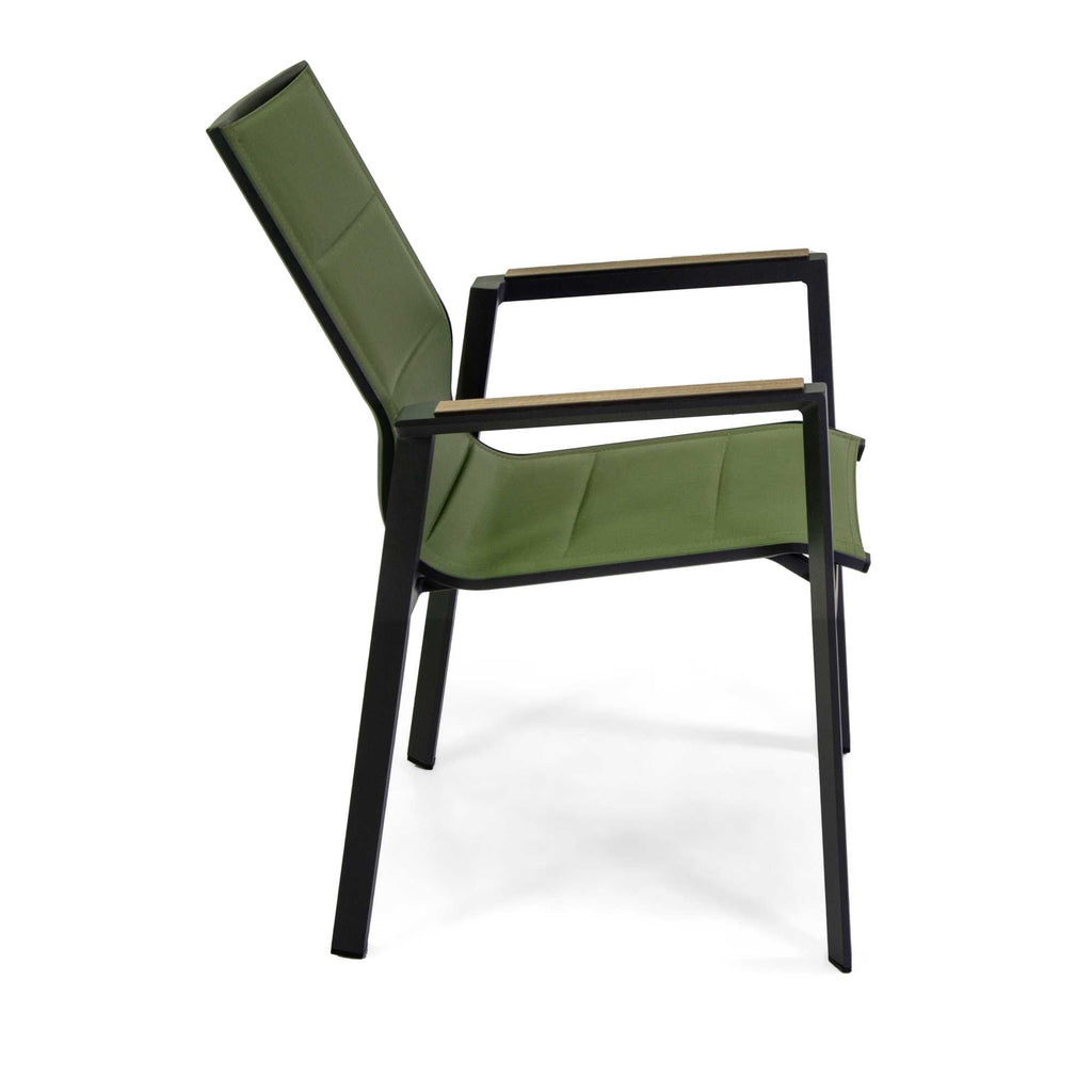 Poltrona alluminio textilene Riverside verde (bracciolo in hpl) cm56x66h90