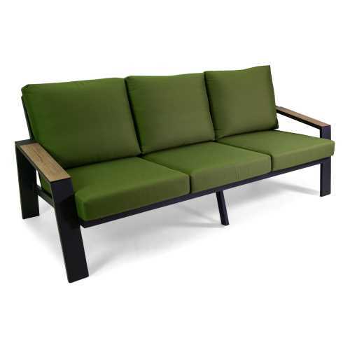 Salotto alluminio Riverside 3 posti antracite con  cuscini verde
