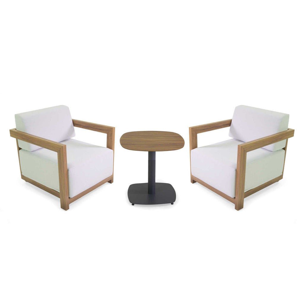Salotto alluminio Frederik effetto legno c/cuscini bianco 3 pezzi