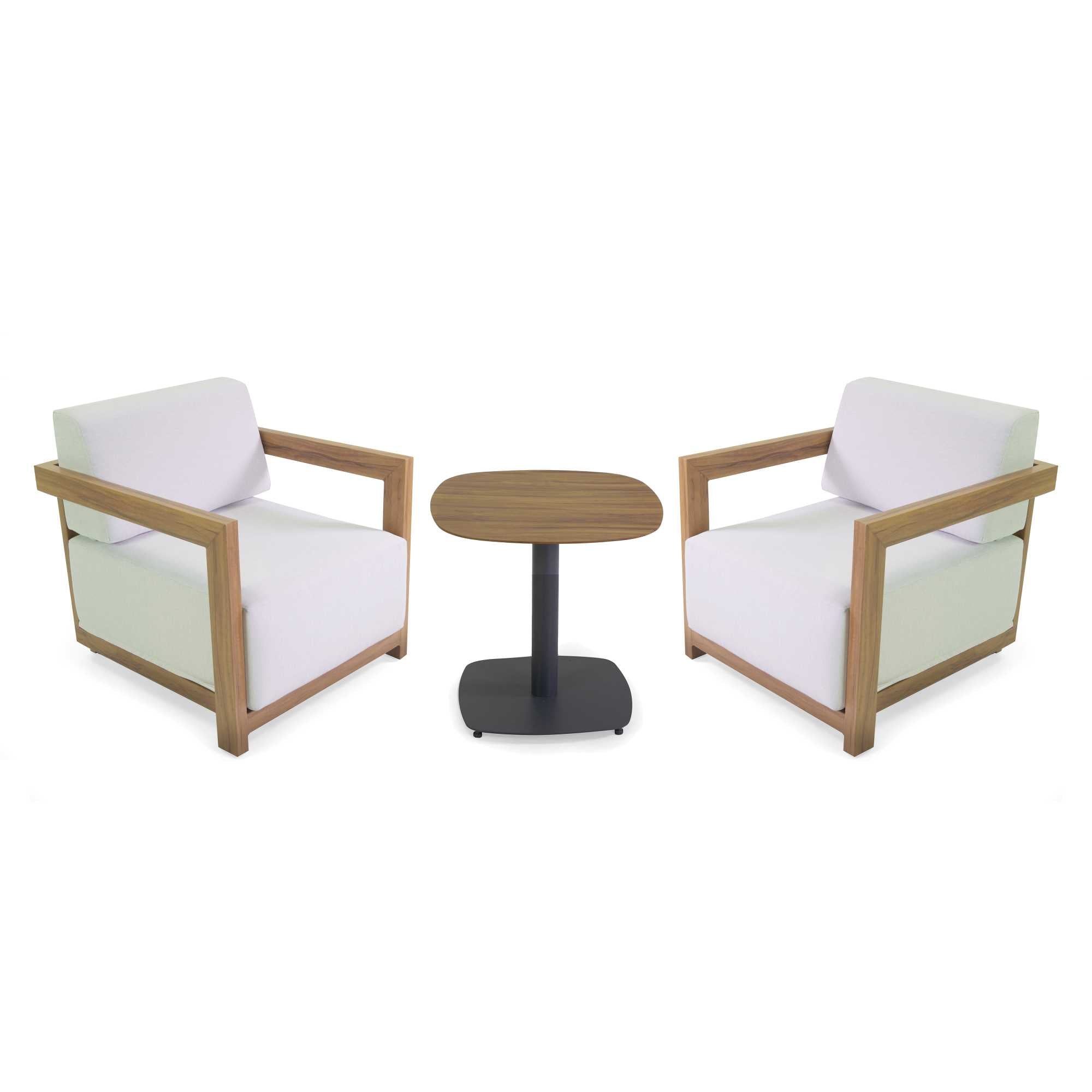 Salotto alluminio Frederik effetto legno c/cuscini bianco 3 pezzi