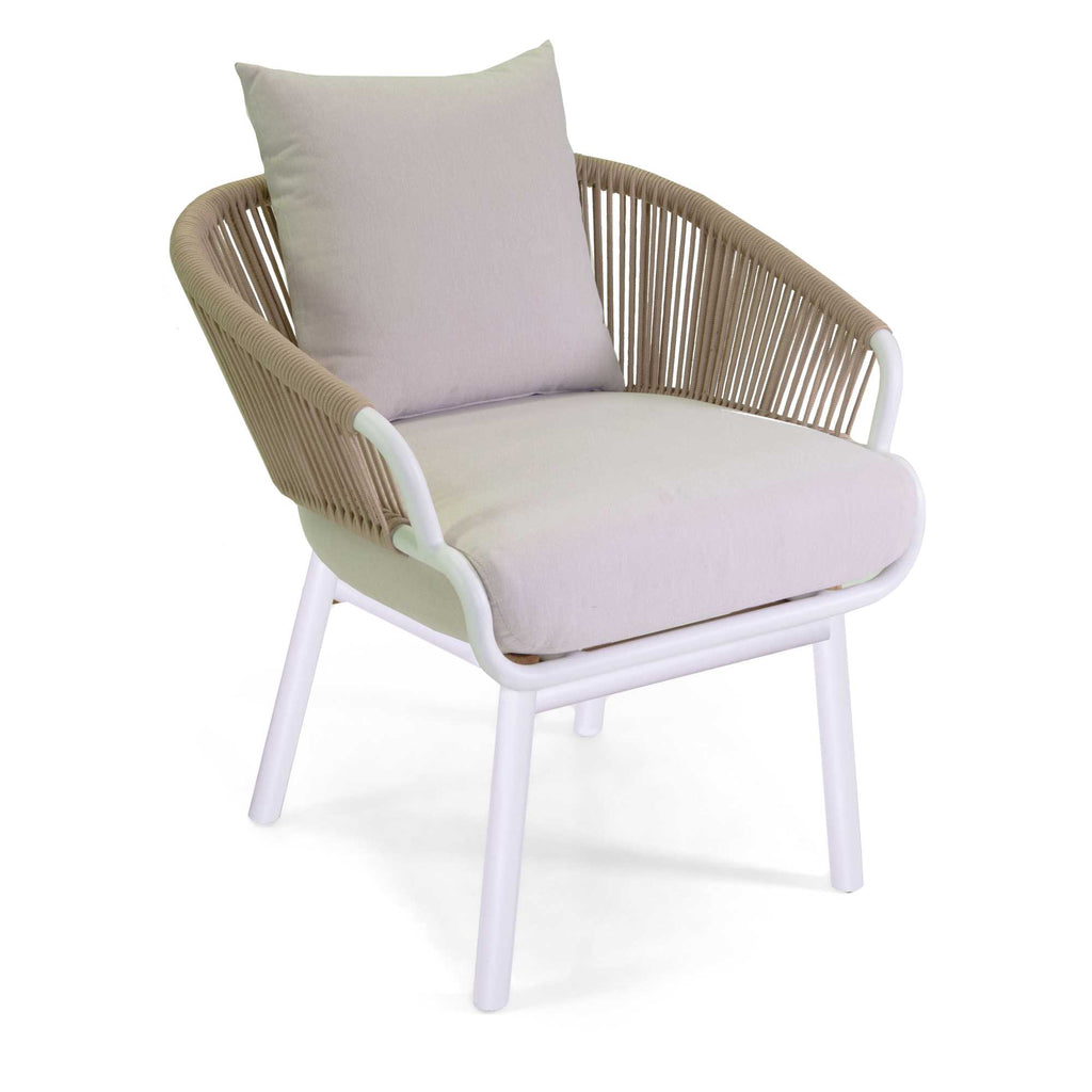 Poltrona alluminio Honolulu bianco c/cuscini crema cm62x67,5h80