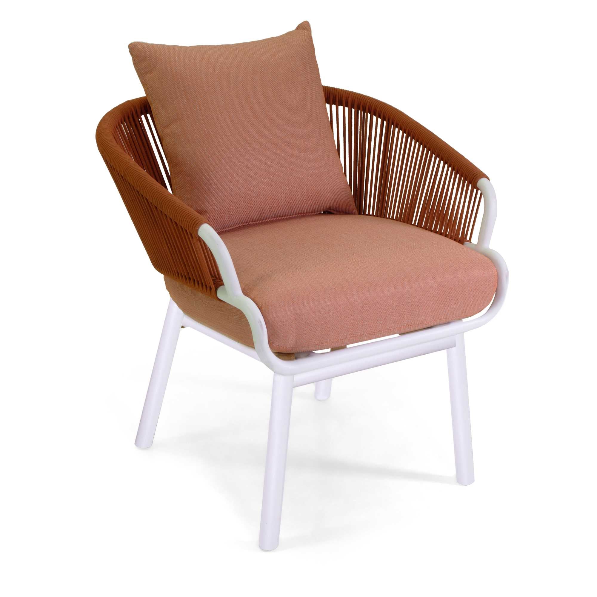 Poltrona alluminio Honolulu bianco c/cuscini corallo cm62x67,5h80