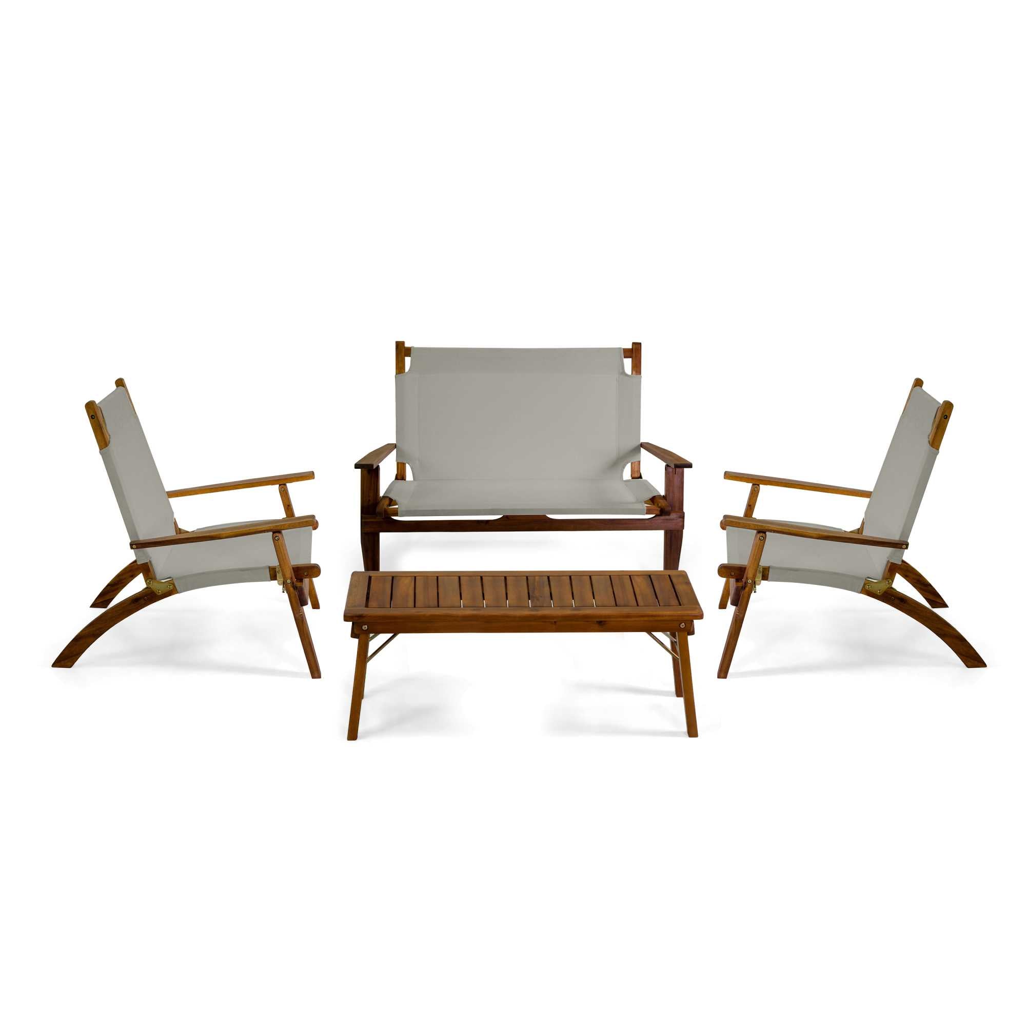 Salotto legno Diane 2 posti c/tessuto grigio