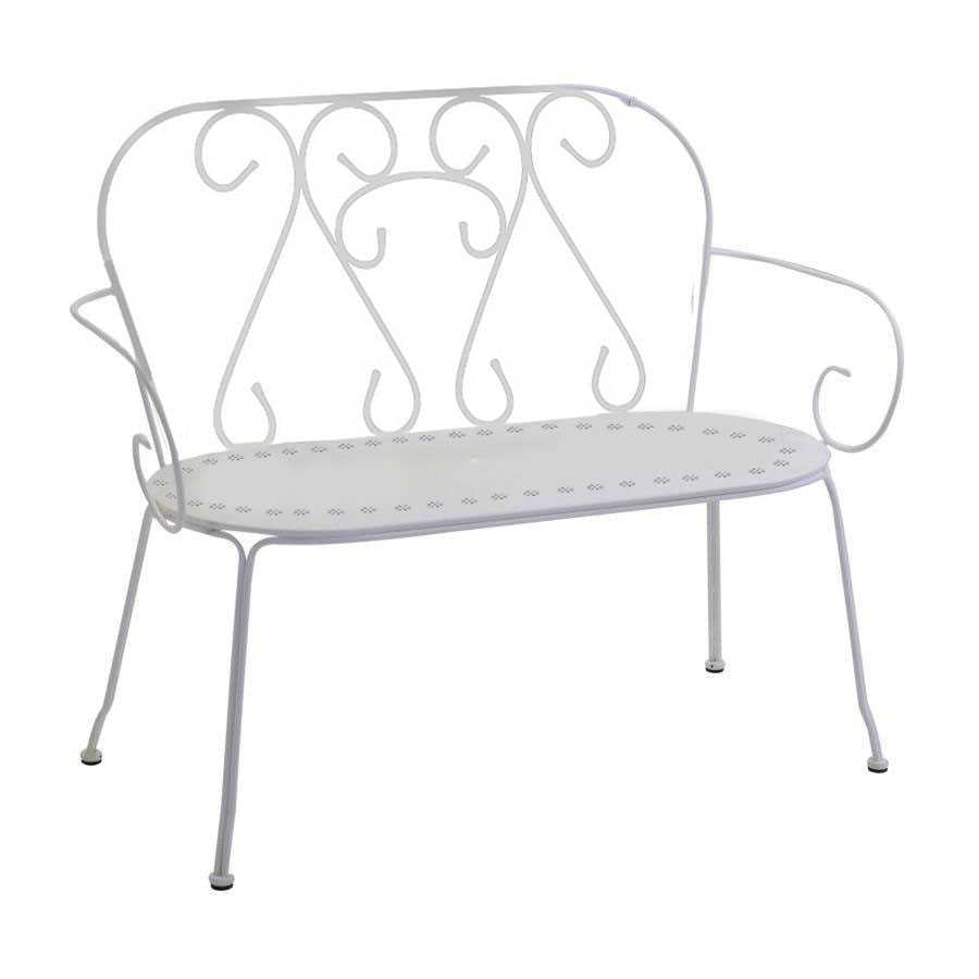 Panchina metallo new old bianco crema cm105x48h88
