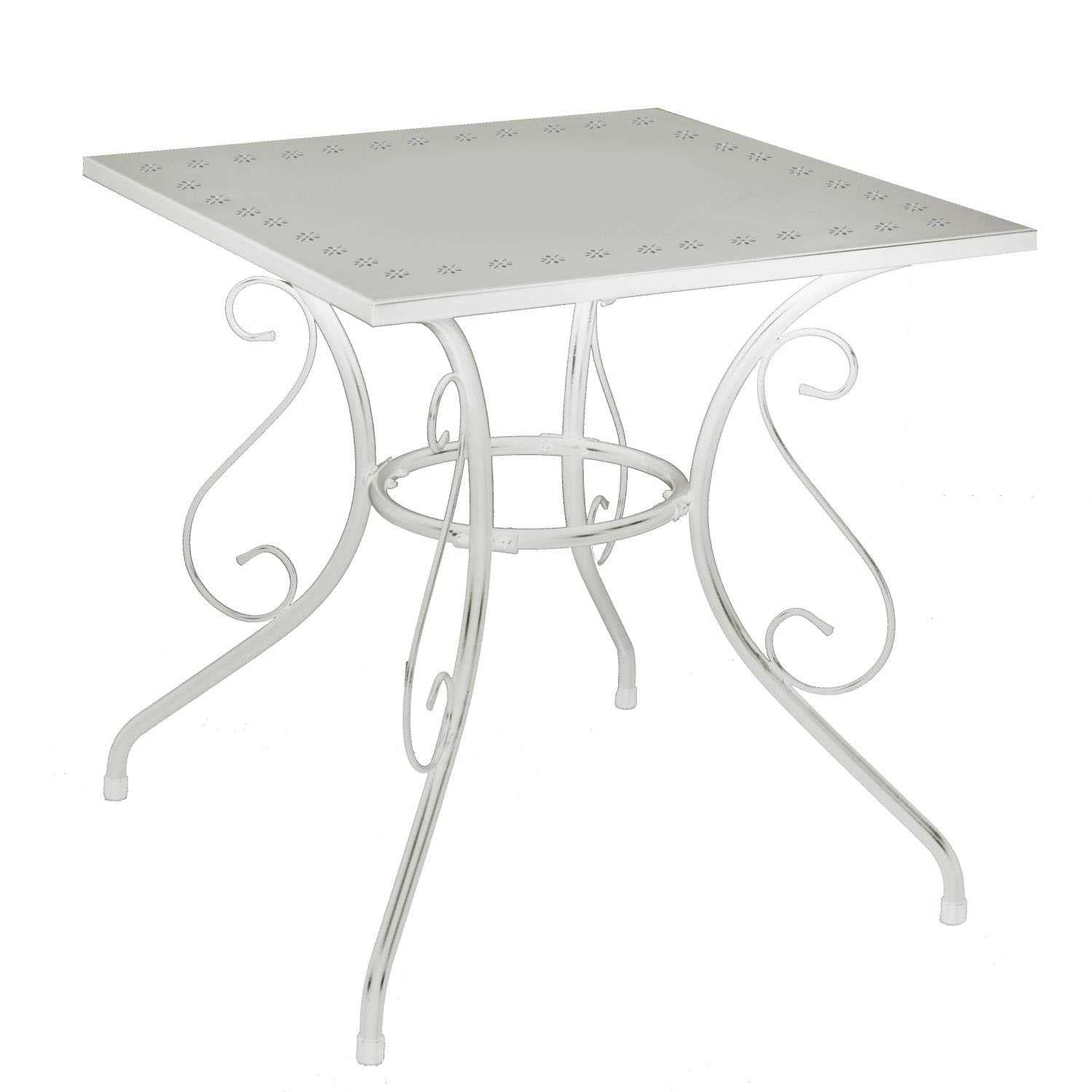 Tavolo metallo new old bianco crema quadro cm70x70h72