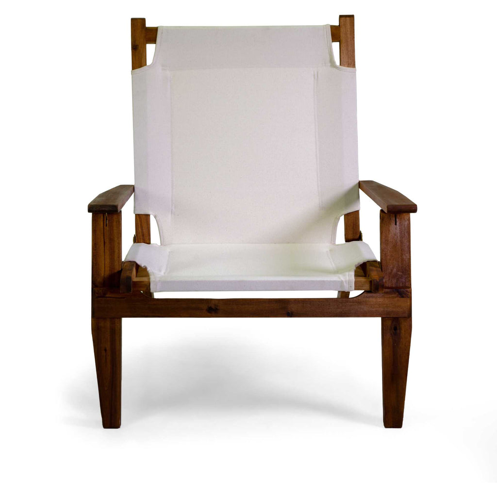 Poltrona legno Diane c/ tessuto ecru' cm76x89h91