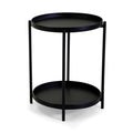 Tavolino metallo Hiro nero tondo 2 piani cm ø40h50