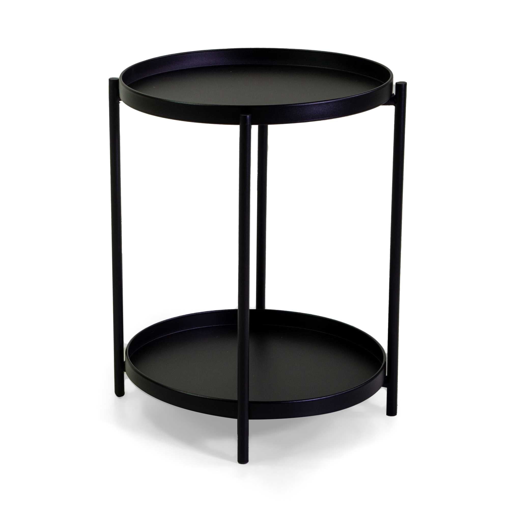 Tavolino metallo Hiro nero tondo 2 piani cm ø40h50
