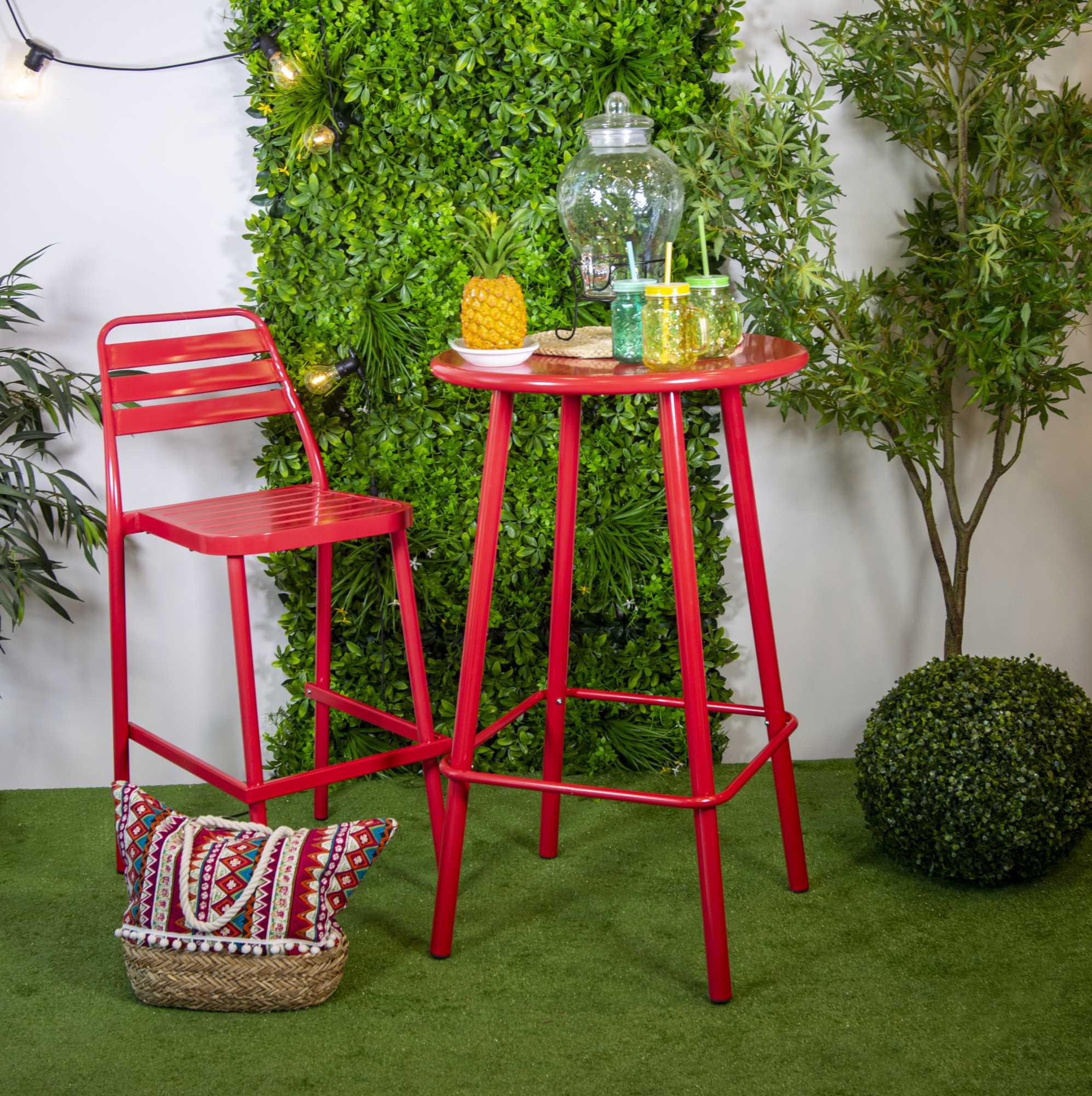 Sgabello bar alluminio las vegas rosso cm42x55h77/109