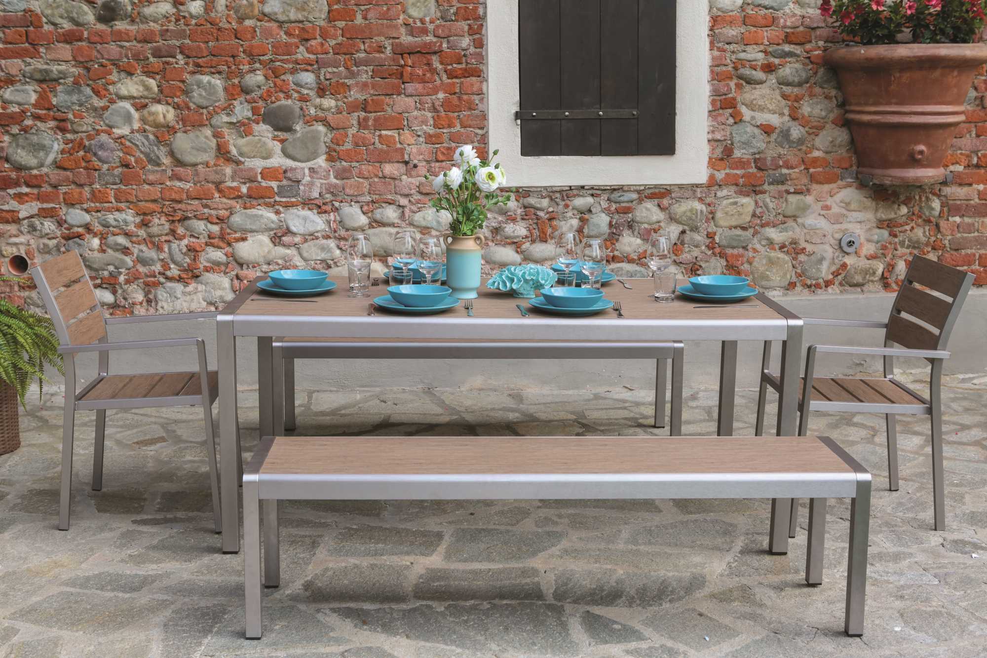 Poltrona alluminio polywood seattle marrone cm54x58h88