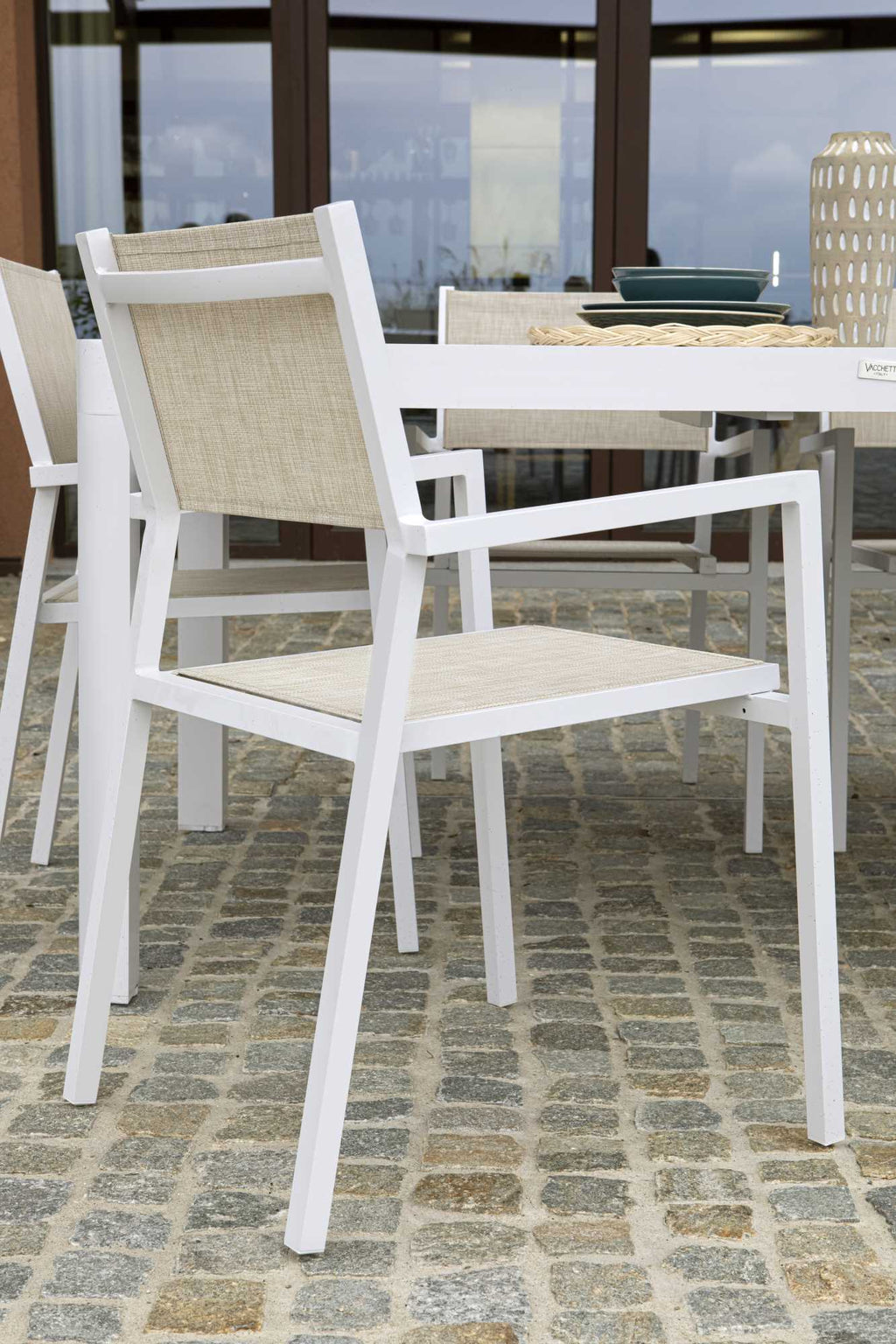 Poltrona alluminio e texilene clevelandbianco opaco cm55x56h86